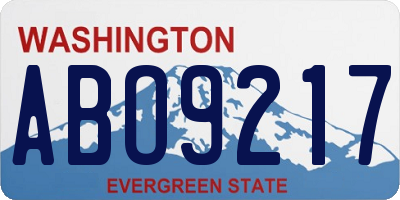 WA license plate ABO9217