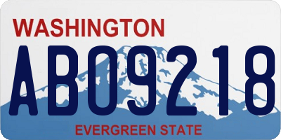 WA license plate ABO9218
