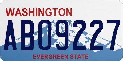 WA license plate ABO9227