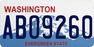 WA license plate ABO9260