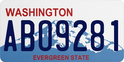 WA license plate ABO9281