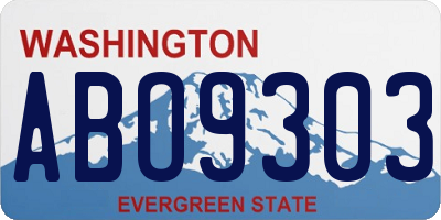 WA license plate ABO9303