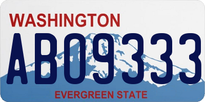 WA license plate ABO9333