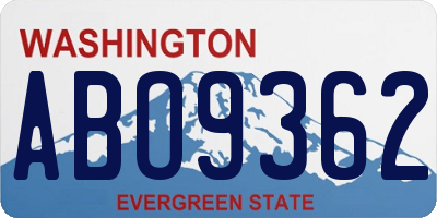 WA license plate ABO9362