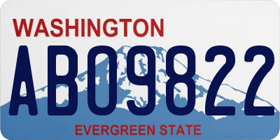 WA license plate ABO9822