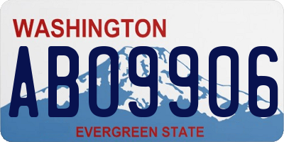 WA license plate ABO9906