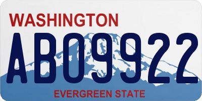 WA license plate ABO9922