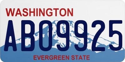 WA license plate ABO9925