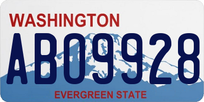WA license plate ABO9928