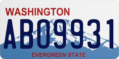 WA license plate ABO9931