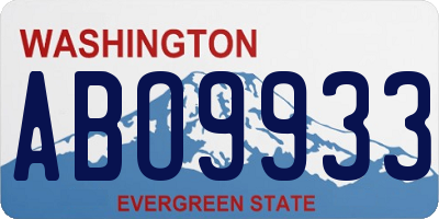 WA license plate ABO9933