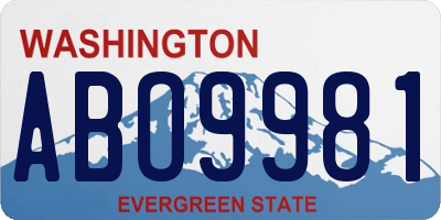 WA license plate ABO9981