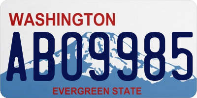 WA license plate ABO9985