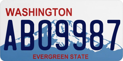 WA license plate ABO9987