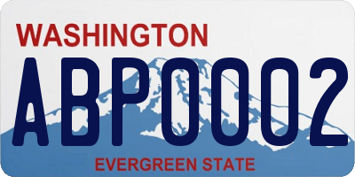 WA license plate ABP0002