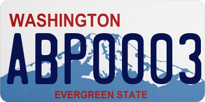 WA license plate ABP0003