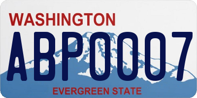 WA license plate ABP0007