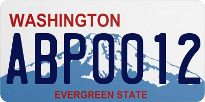 WA license plate ABP0012