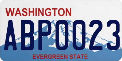 WA license plate ABP0023