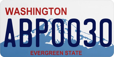 WA license plate ABP0030
