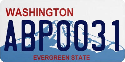 WA license plate ABP0031