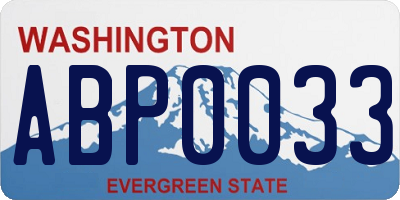 WA license plate ABP0033