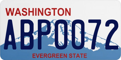 WA license plate ABP0072