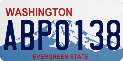 WA license plate ABP0138