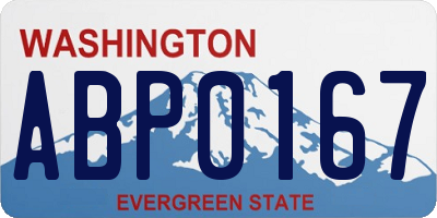WA license plate ABP0167