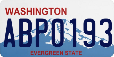 WA license plate ABP0193