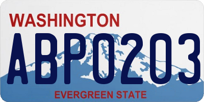 WA license plate ABP0203