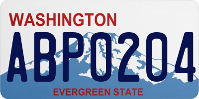 WA license plate ABP0204