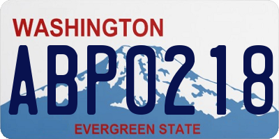 WA license plate ABP0218