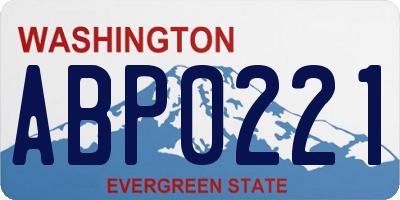 WA license plate ABP0221
