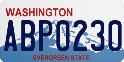 WA license plate ABP0230