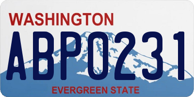 WA license plate ABP0231