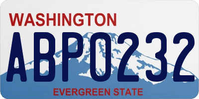 WA license plate ABP0232