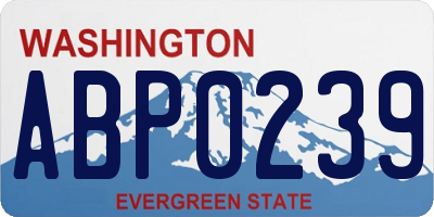 WA license plate ABP0239
