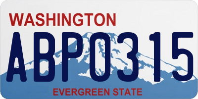 WA license plate ABP0315
