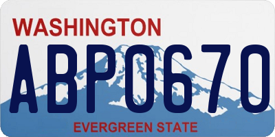 WA license plate ABP0670