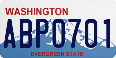 WA license plate ABP0701