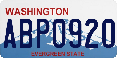 WA license plate ABP0920