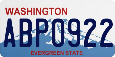 WA license plate ABP0922