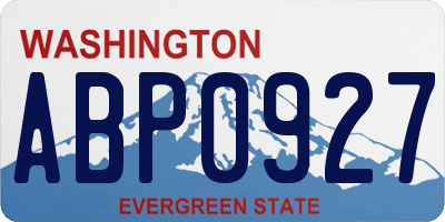 WA license plate ABP0927