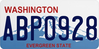 WA license plate ABP0928