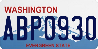 WA license plate ABP0930