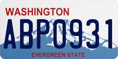WA license plate ABP0931