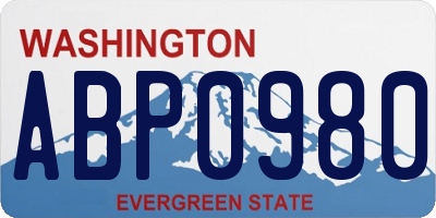 WA license plate ABP0980