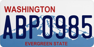 WA license plate ABP0985