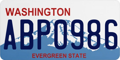 WA license plate ABP0986